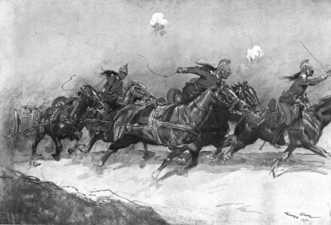 ''Chevauchee Epique; Sous le Feu!', 1914. Creator: Georges Bertin Scott.
