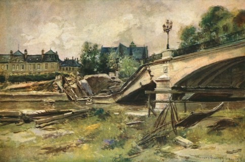 ''Soissons; Le Pont sur L'Aisne', 1915. Creator: Francois Flameng.