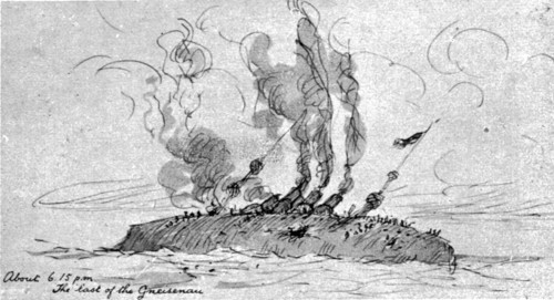 ''La Victoire Britannique des Iles Falkland; Le "Gneisenau" coule vers six heures', 1914. Creator: Unknown.
