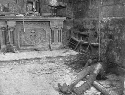 'Nos regions Devastees; Ferocite: dans l'eglise d'Auve, village du departement de la Marne', 1914. Creator: Unknown.