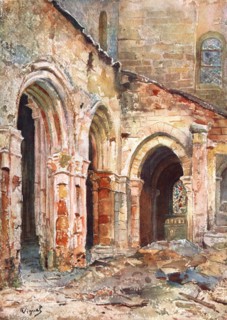 ''Nos regions Devastees; L'eglise de Sermaize', 1914. Creator: Pierre Vignal.