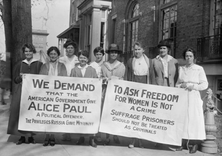 Woman Suffrage - Banners, 1917. Creator: Harris & Ewing.