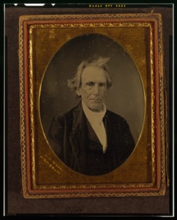 Unidentified man, head-and-shoulders portrait, facing front, between 1847 and 1860. Creator: James Presley Ball.