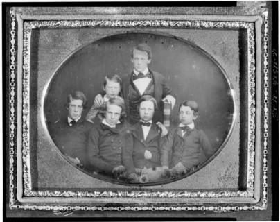 William Cassiday [sic] Cattell, holding large Bible, with five page boys, between 1848 and 1860. Creator: Unknown.