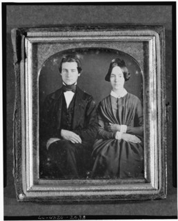 Erasmus Darwin and Emily Cooper, three-quarter length portrait, seated, between 1840 and 1860. Creator: Unknown.