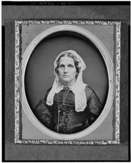 Mrs. Miller, head-and-shoulders portrait of a woman, facing front, between 1840 and 1860. Creator: Unknown.