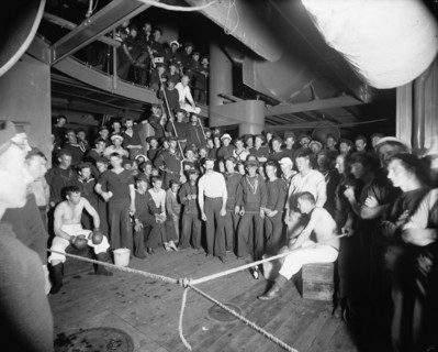 U.S.S. Oregon, waiting for the gong, between 1896 and 1901. Creator: Edward H Hart.