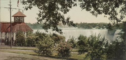 Niagara, Falls from American shore, ca 1900. Creator: Unknown.