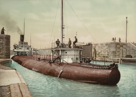 Whaleback leaving Poe Lock, Sault Ste. Marie, Michigan, c1899. Creator: Unknown.