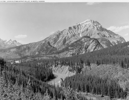 Looking down Spray Valley, Alberta, Canada, between 1900 and 1906. Creator: Unknown.