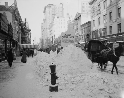 Piles of snow on Broadway, after storm, New York, c1905. Creator: Unknown.