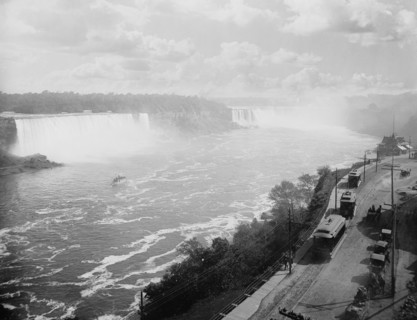 Niagara Falls from the Canadian shore [with Niagara Gorge Railroad], c1905. Creator: Unknown.