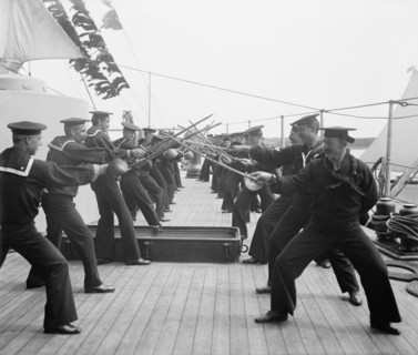 U.S.S. New York, single stick exercise, (1899?). Creator: Unknown.