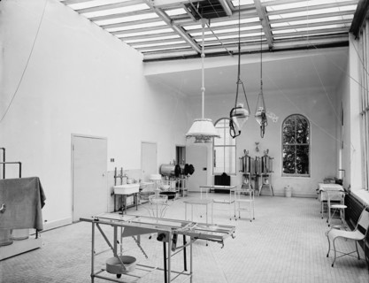 Operating room in Brooklyn Navy Yard Hospital, between 1890 and 1901. Creator: Unknown.