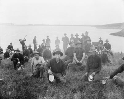Boys of the 71st N.Y. at Montauk Point, after returning from Cuba, 1898 or 1899. Creator: Unknown.