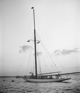 Victorious Columbia at mooring in the horseshoe after race of Oct. 4, 1901... Creator: Unknown.