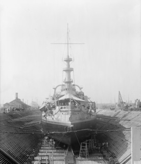 U.S.S. Massachusetts in dry dock, between 1896 and 1901. Creator: William H. Jackson.