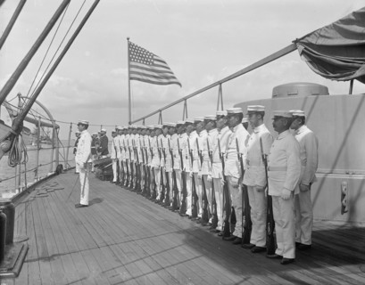 U.S.S. New York, marine guard, between 1893 and 1901. Creator: William H. Jackson.