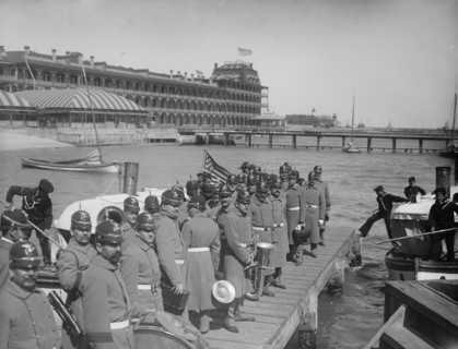 Returning from drill, Hampton Roads, between 1890 and 1901. Creator: William H. Jackson.