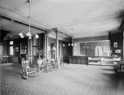 Alma Sanitarium, reception hall and office, Alma, Mich., between 1900 and 1910. Creator: William H. Jackson.