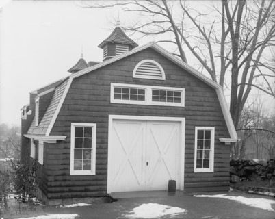 Carriage house at club, end view, New York City, between 1900 and 1910. Creator: William H. Jackson.