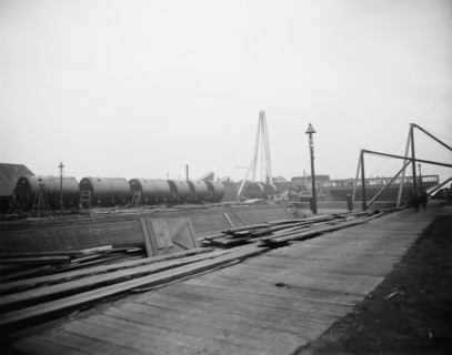 Complete battery of boilers for Str. Seeandbee, six single- ended, three double-ended, 1912 Nov 23. Creator: William H. Jackson.