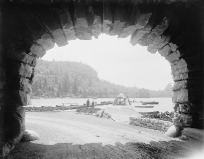 Lake Mohonk Mountain House, N.Y., Sky Top from under porte cochere, between 1895 and 1910. Creator: Unknown.