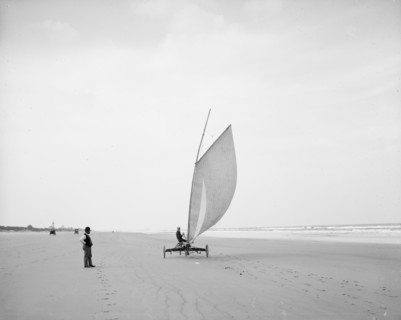 Sailing on the beach, Ormond, Fla., between 1900 and 1910. Creator: Unknown.