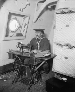 U.S.S. Brooklyn, ship's tailor, between 1896 and 1899. Creator: Unknown.
