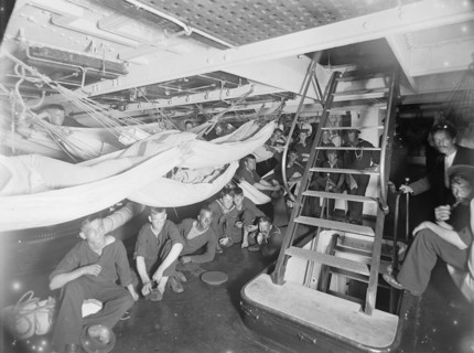 U.S.S. Brooklyn, watch below, between 1896 and 1899. Creator: Unknown.
