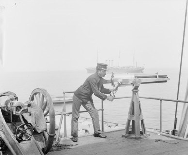 U.S.S. Indiana, machine guns, between 1895 and 1901. Creator: Unknown.