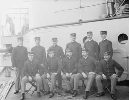 U.S.S. Indiana, group of marines, between 1895 and 1901. Creator: Unknown.