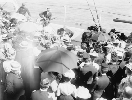 U.S.S. Kentucky, presentation of silver service, 1900 or 1901. Creator: Unknown.
