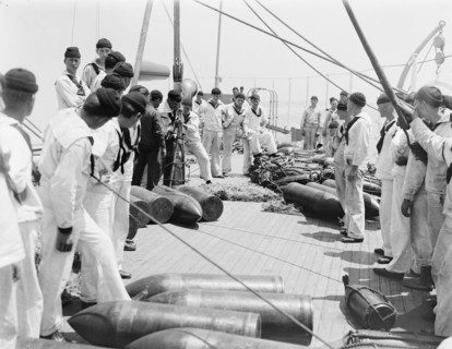 U.S.S. Kentucky, taking on ammunition, 1900 or 1901. Creator: Unknown.