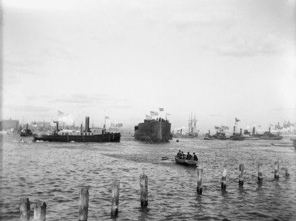 U.S.S. Maine, in the stream after the launching, 1889. Creator: Unknown.
