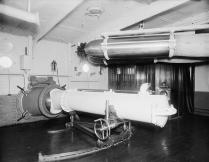 U.S.S. Maine, torpedo tube, (1896?). Creator: Unknown.