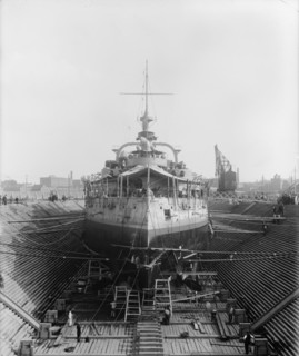 U.S.S. Massachusetts in dry dock, between 1896 and 1901. Creator: Unknown.