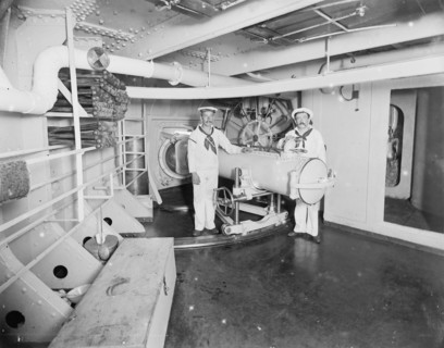 U.S.S. Massachusetts, torpedo tube, between 1896 and 1901. Creator: Unknown.