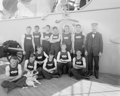 U.S.S. New York, apprentice boat crew, anniversary of Santiago, 1899 July 3. Creator: Unknown.