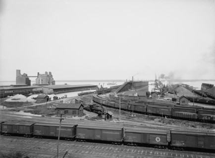 Anchor Line docks and Penna. R.R. [Pennsylvania Railroad] coal & ore docks, Erie, Pa., ca 1900. Creator: Unknown.