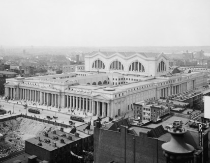 Bird's-eye view, Penn. [i.e. Pennsylvania] Station, New York City, c.between 1910 and 1920. Creator: Unknown.