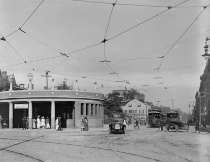 Entrance to subway, Harvard Square, Cambridge, Mass., c.between 1910 and 1920. Creator: Unknown.