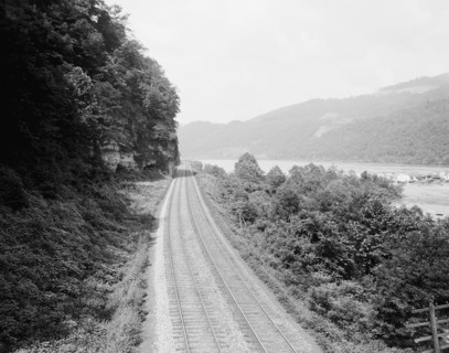 C. & O. Ry. [i.e. Chesapeake and Ohio Railway] at Sandstone Falls, W. Va., c.between 1910 and 1920. Creator: Unknown.