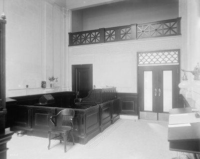 Seventy-second Street branch, 19th Ward Bank, interior, low desk, N.Y., between 1900 and 1915. Creator: Unknown.