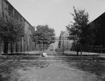 View between warehouses, Walker distillery, Walkerville, Ont., between 1905 and 1915. Creator: Unknown.