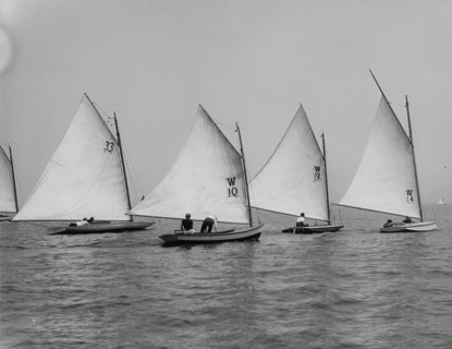 Minnetonka, Cora, Lark, and Lobster, 1898 July 4. Creator: John S Johnston.