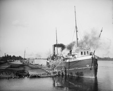 Unloading lumber, Saginaw, Mich., between 1900 and 1910. Creator: Unknown.