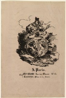 Portrait Medallion of Faust and Marguerite, publisher's sheet from Faust, 1828. Creators: Achille Deveria, Eugene Delacroix.