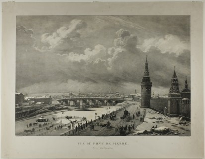 View of the Stone Bridge from the Kremlin, 1833. Creator: Alexis Victor Joly.