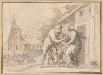 The Goatherd Lamon Handing the Infant Daphnis to His Wife Myrtele, after 1606. Creator: Ambroise Dubois.